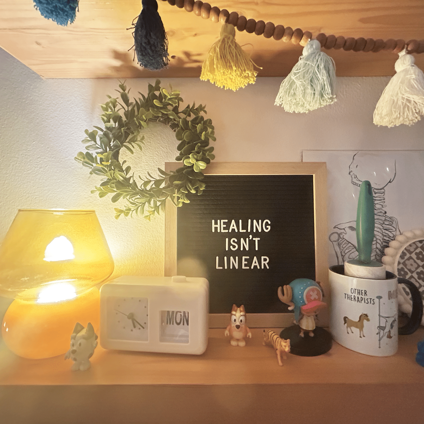 healing isnt linear office welcome sign